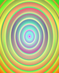 Green pink yellow phosphorescent hypnotic abstract colorful background with circles