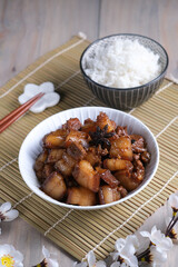 Indonesian Chinese classic food babi kecap or braised pork
