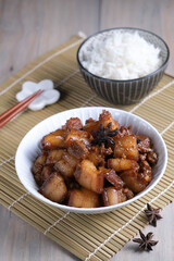 Indonesian Chinese classic food babi kecap or braised pork