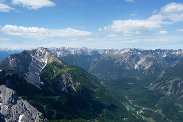 Mountain panorama from Ehrwalder Sonnenspitze mountain in Austria
