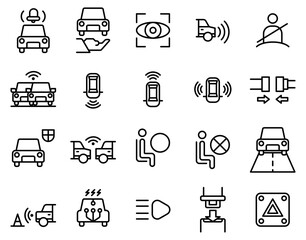 Simple set of Car safety icons on white background.