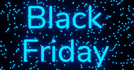 Render with a blue bright background with dots and the inscription Black Friday