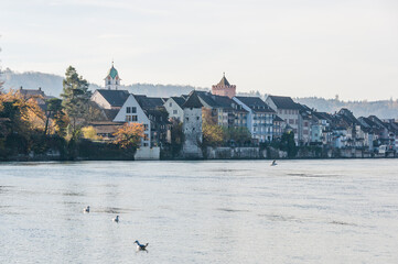 Rheinfelden, Rhein, Rheinufer, Stadt, Altstadt, alte Rheinbrücke, Stadtkirche, St. Martin,...