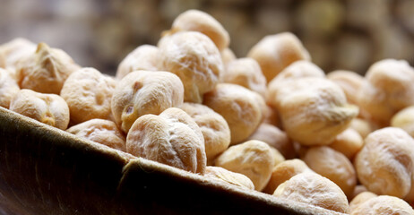 organic dried chickpeas on  background