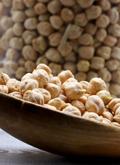 organic dried chickpeas on  background