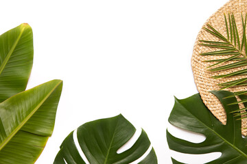 Tropischer Hintergrund mit Palmmonsterblättern. © Kotkoa