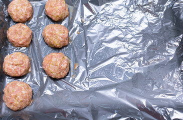 Delicious meat balls. Raw meat balls 
