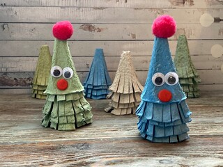 Christmas gnomes, children's creativity made from recycled egg box.