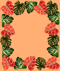 Fototapeta na wymiar vector illustration of tropical leaves frame