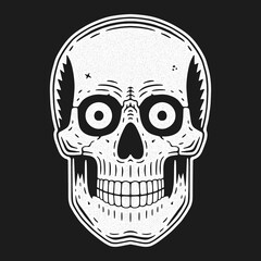 Funny skull. Modern logo. Retro skull dude.