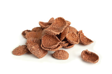 Brown cocoa cornflakes closeup