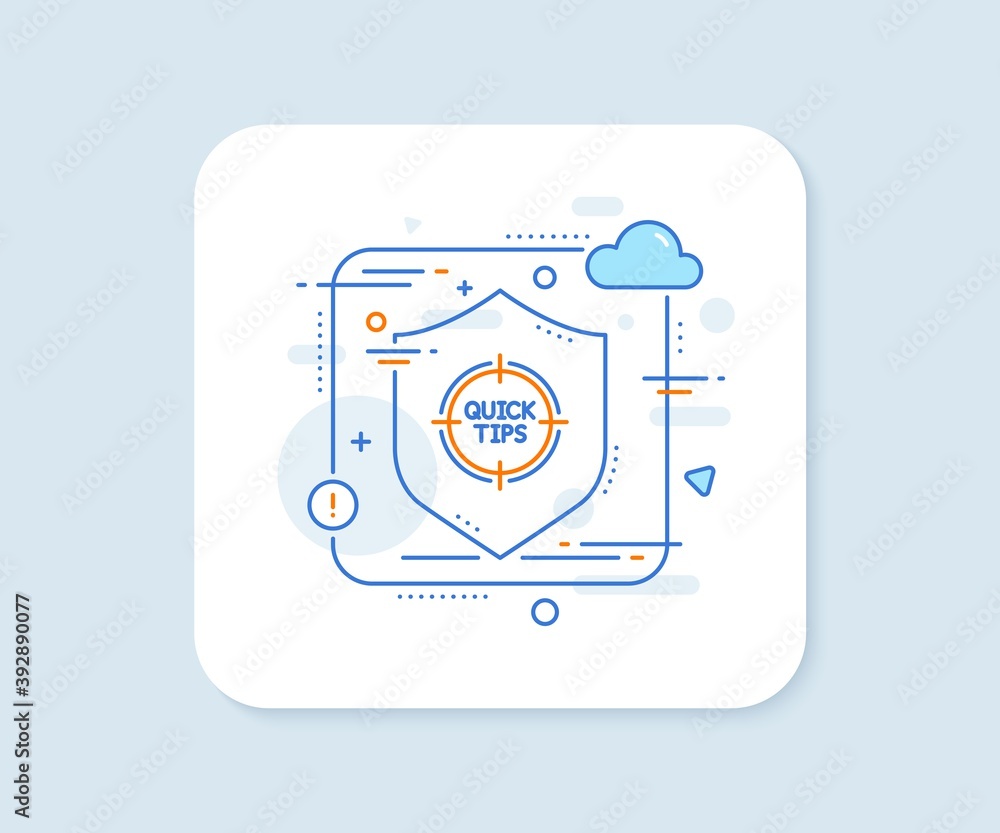 Poster quick tips aim line icon. abstract vector button. helpful tricks target sign. tips line icon. protec