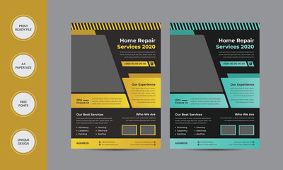 Home Repair Flyer Design Template Vector Template in A4 size