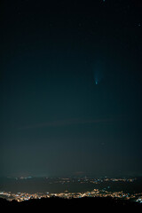 comet neowise over the city of Ourense Spain