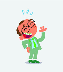 cartoon character of businessman laughing happily.