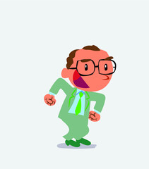 Euphoric cartoon character of businessman makes plans