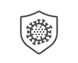 Coronavirus protection line icon. Covid virus sign. Infection protect symbol. Quality design element. Linear style coronavirus icon. Editable stroke. Vector