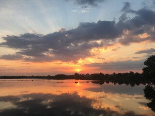 Fototapeta premium sunset over the river