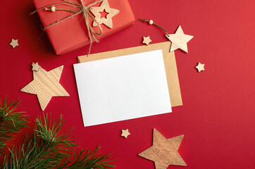 Christmas card mockup with festive decorations