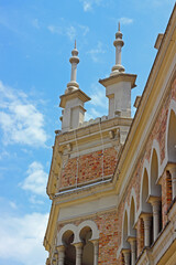 Fragment of the old Sultan Abdul Samad building with oriental motifs of colonial architecture on...