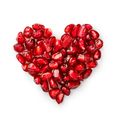 Heart shaped pomegranate isolated on white background
