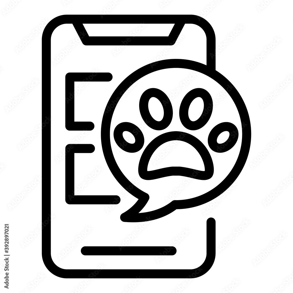 Poster paw phone icon. outline paw phone vector icon for web design isolated on white background