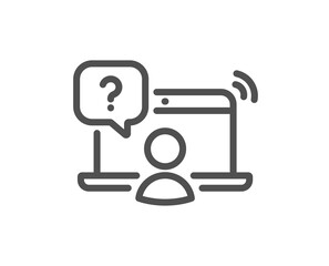 Online question line icon. Ask help sign. Outsource support symbol. Quality design element. Linear style online question icon. Editable stroke. Vector