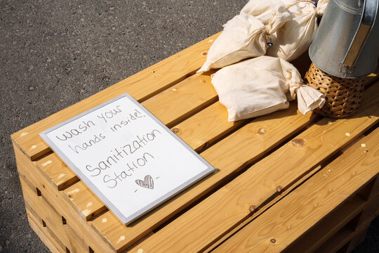 Sanitization Station On The Table