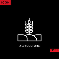Icon agriculture with wheat and soil on black background.