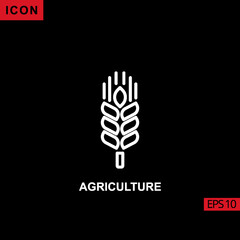 Icon agriculture with wheat on black background.