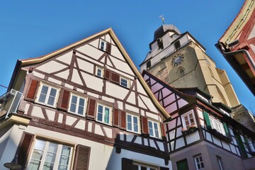 Obraz premium Herrenberg, Fachwerkhäuser der historischen Altstadt