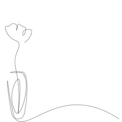 Flower on vase line drawing. Vector illustration