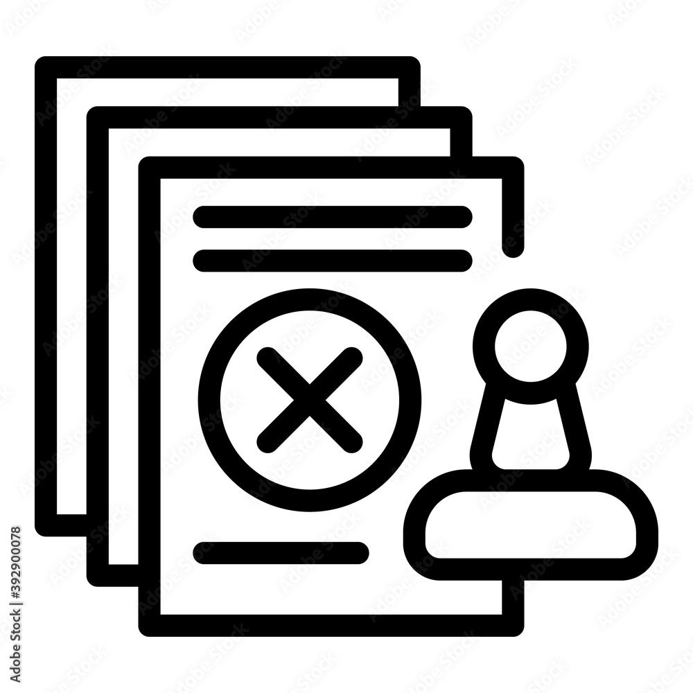 Poster paper stamp decline icon. outline paper stamp decline vector icon for web design isolated on white b