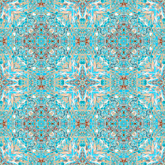 Arabian Seamless Pattern. Ocher Watercolor