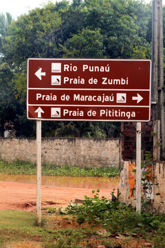 Information plaque, Pititinga beach, Rio do Fogo, Rio Grande do Norte, Brazil