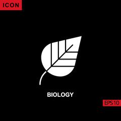 Icon biology with leaf. Filled, glyph or flat vector icon symbol sign collection