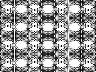 Fototapeta premium Black and White Tribal Shapes Seamless Pattern
