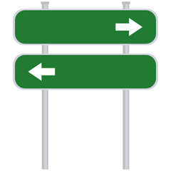 Road sign showing two different ways right and left.  Vector art design with transparent background.