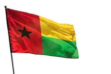 Fluttering Guinea-Bissau flag on clear white background isolated.