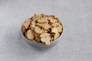 delicious dry cookies, biscuits, crackers with salt and dry herbs