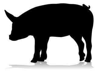 A pig silhouette farm animal graphic
