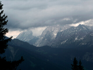 Mountain hiking tour to Daniel mountain in Tyrol, Austria