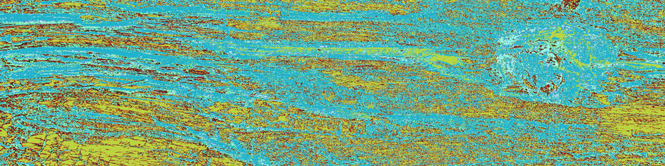 Brown Textured Tree. Blue Rough Template. Green