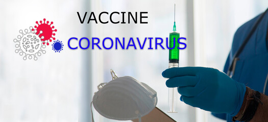 healthcare cure concept with a hand in blue medical gloves holding Coronavirus, Covid 19 virus,...