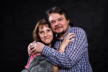 Adult man and woman are happy to be together