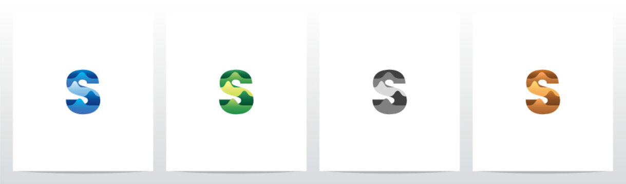 Terrain Landscape On Letter Logo Design S