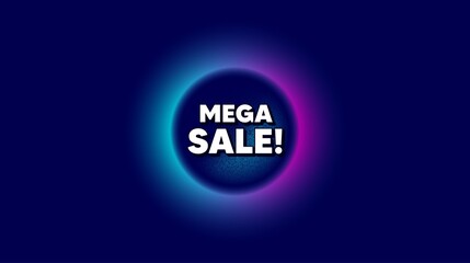 Mega Sale. Abstract neon background with dotwork shape. Special offer price sign. Advertising Discounts symbol. Offer neon banner. Mega sale badge. Space background with abstract planet. Vector