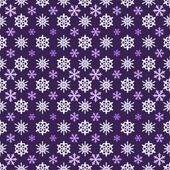 Christmas snowflakes seamless pattern with geometric tiled grid and beautiful snow ornament for winter holidays packaging