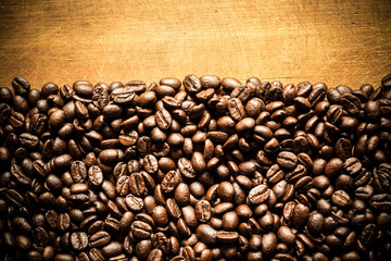 coffee beans on wood background