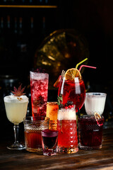 collection of cocktails at the bar